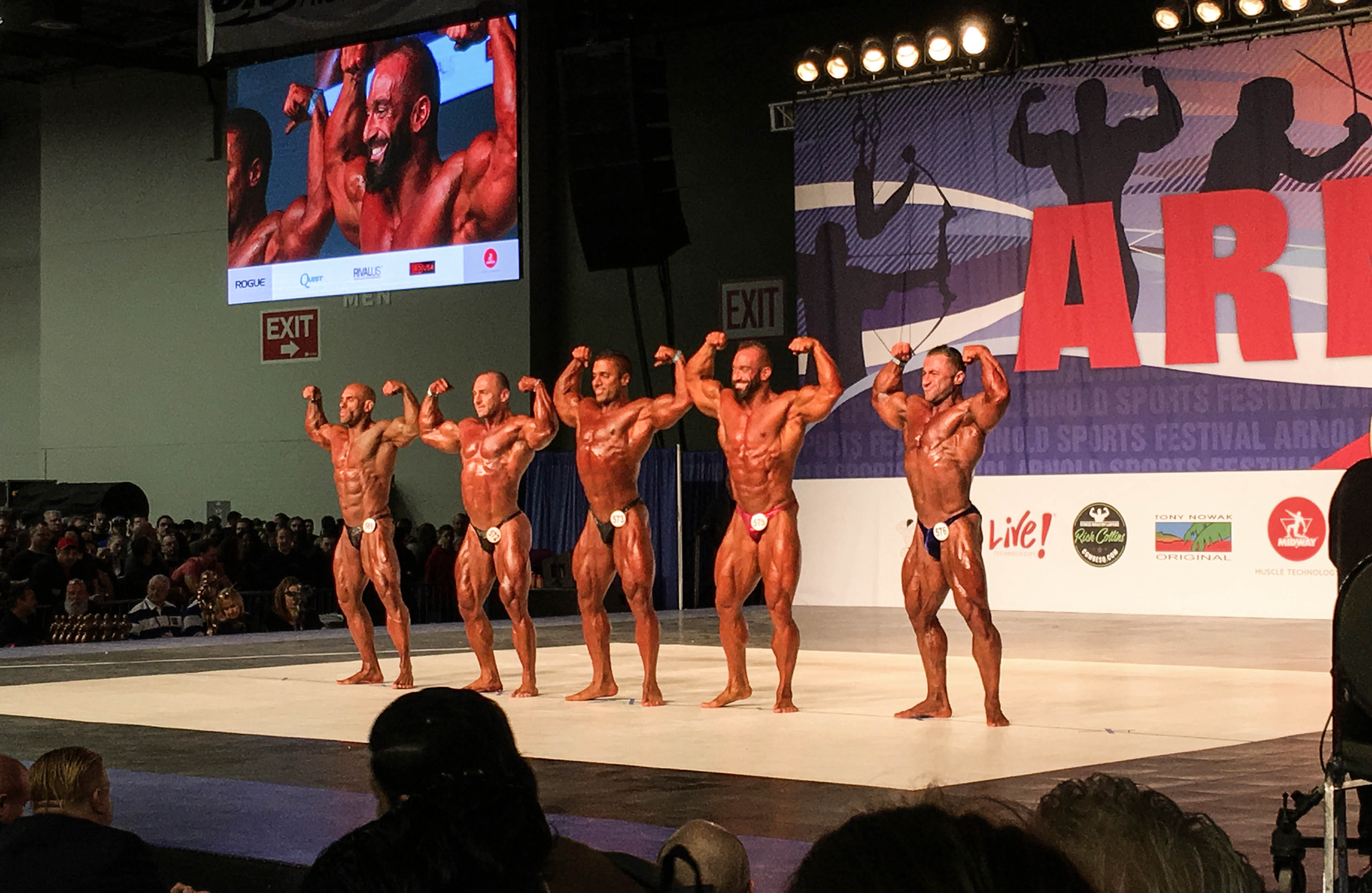 The guys showing off their physiques.
